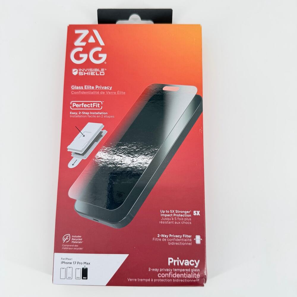 New ZAGG InvisibleShield Glass Elite Privacy Screen Protector iPhone 17 Pro Max